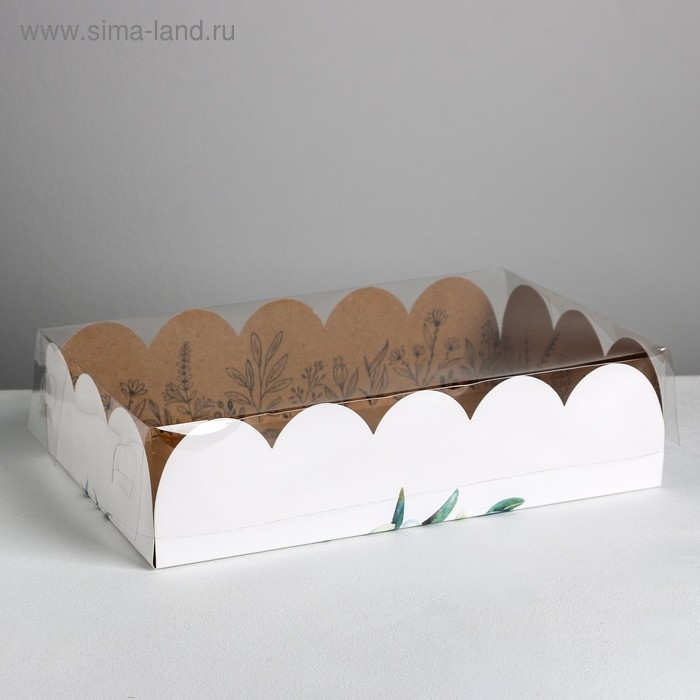 Коробка для печенья, кондитерская упаковка с PVC крышкой, «Крафт», 20 х 30 х 8 см Коробка для печенья, кондитерская упаковка с PVC крышкой, «Крафт», 20 х 30 х 8 см