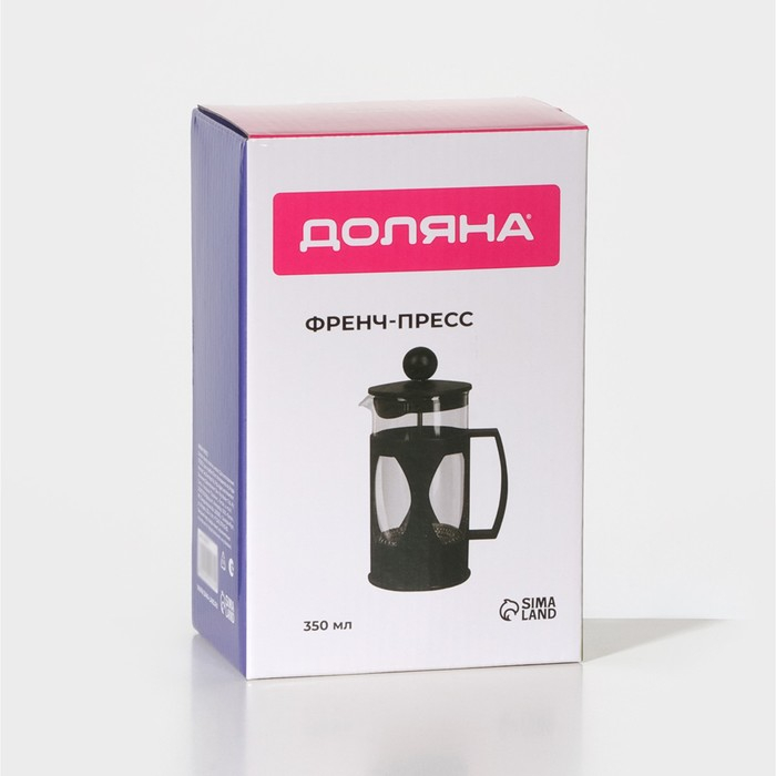 Чайник заварочный френч - пресс Доляна «Оливер», 350 мл, стекло, цвет чёрный Чайник заварочный френч - пресс Доляна «Оливер», 350 мл, стекло, цвет чёрный