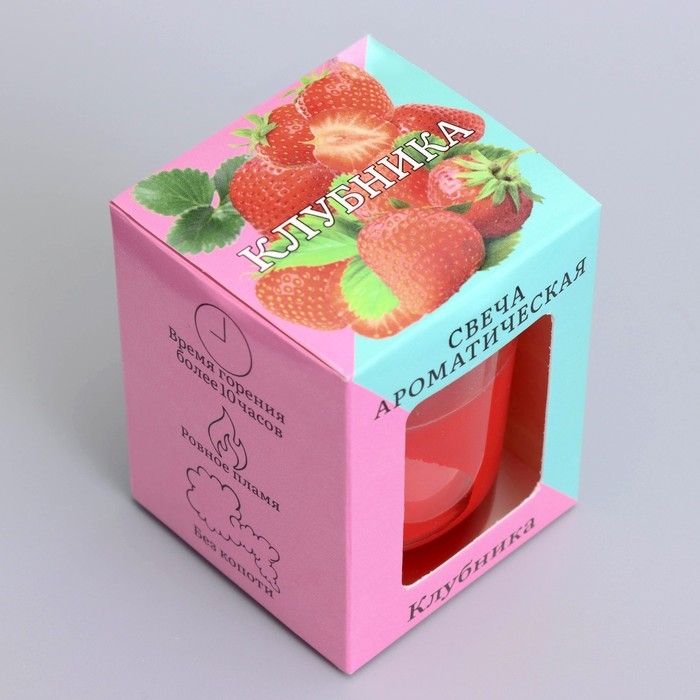 Свеча  ароматическая в стекле 5х6см, клубника Свеча  ароматическая в стекле 5х6см, клубника