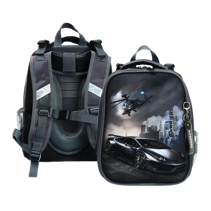 Рюкзак каркасный школьный 38 х 30 х 16 см, эргономичная спинка, Stavia Рюкзак каркасный школьный 38 х 30 х 16 см, эргономичная спинка, Stavia "Авто", коричневый