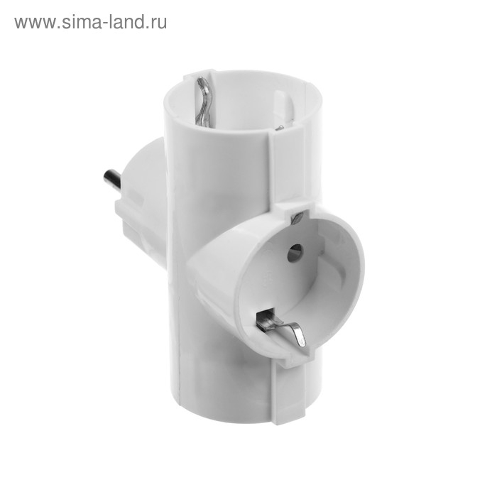 Тройник электрический, 16А, с з/к, 220 В, белый Тройник электрический, 16А, с з/к, 220 В, белый