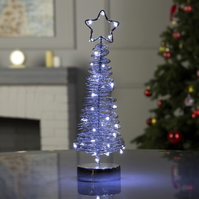 Светодиодная фигура «Ёлка плетёная» 8 × 30 × 8 см, металл, батарейки АААх3 (не в комплекте), свечение белое Светодиодная фигура «Ёлка плетёная» 8 × 30 × 8 см, металл, батарейки АААх3 (не в комплекте), свечение белое