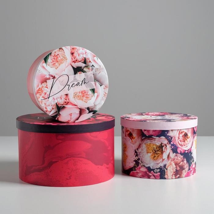 Набор коробок 3 в 1, упаковка подарочная, «Цветы», 18 х 18 х 13‒25 х 25 х 15 см