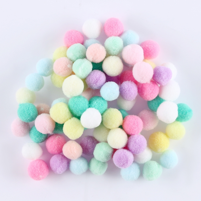 Текстильные детали для декора &laquo;Бомбошки&raquo;, набор 80 шт., размер 1 шт. &mdash; 1,5 см, цвет МИКС