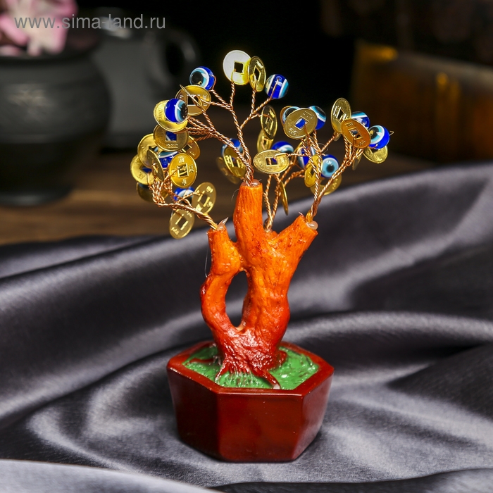 Сувенир "Денежное дерево" 16 глазок, 32 монеты 16х6,7х5,2 см