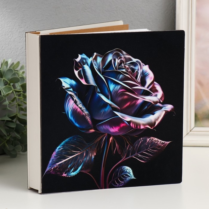 Фотоальбом на 100 фото 10х15 см Фотоальбом на 100 фото 10х15 см "Роза в неоновых лучах" дерево, блеск 4х22,5х21,5 см