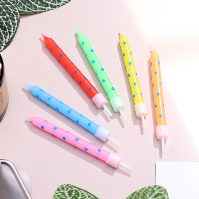 Свечи в торт  Свечи в торт "Горошек" 7х0.6 см, 6 шт