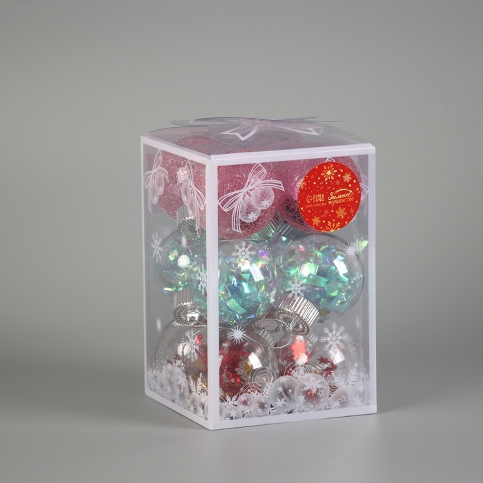 Набор шаров пластик d-6 см, 12 шт Набор шаров пластик d-6 см, 12 шт "Калейдоскоп" сеточка, микс