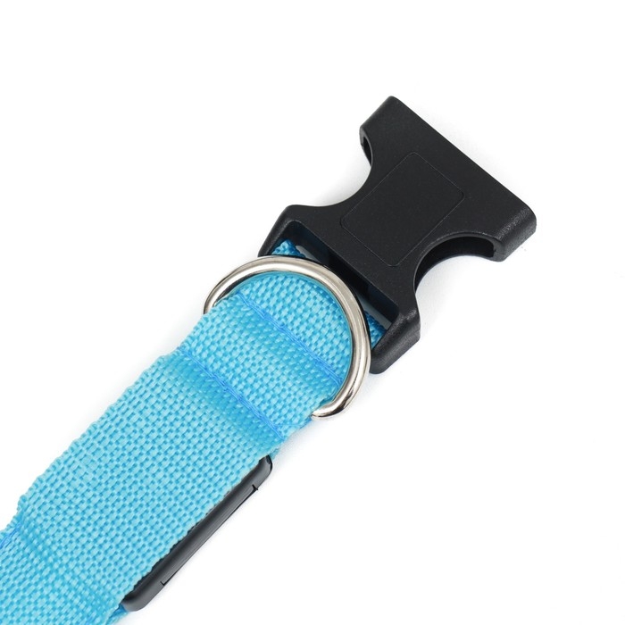 Ошейник с подсветкой Двойная полоса размер M, ОШ 40-48 х 2,5 см, 3 режима свечения голубой 977224 Ошейник с подсветкой Двойная полоса размер M, ОШ 40-48 х 2,5 см, 3 режима свечения голубой 977224