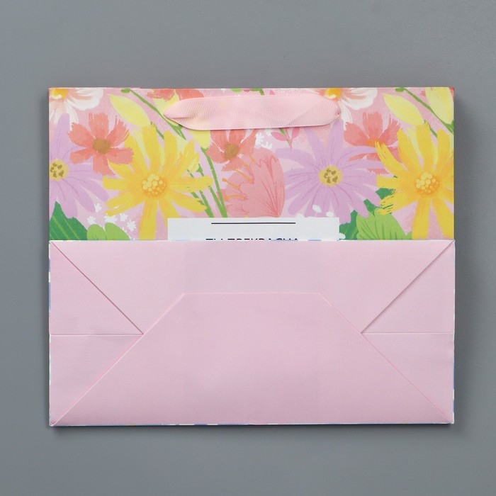 Пакет подарочный крафтовый с пластиковым окном, упаковка, «Ты прекрасна», 24 х 20 х 11 см