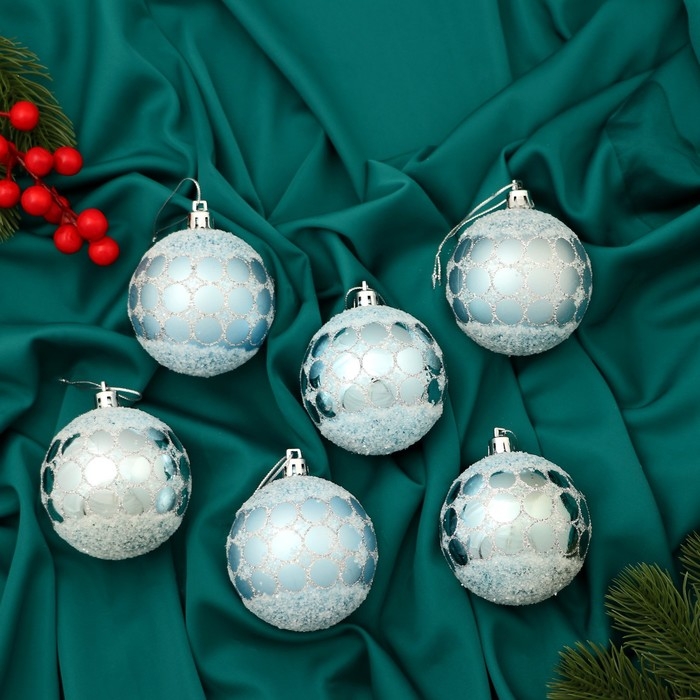 Набор шаров пластик d-7 см, 6 шт Набор шаров пластик d-7 см, 6 шт "Сюрприз" голубой