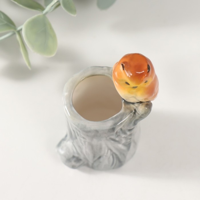 Сувенир керамика подставка д/зубочисток Сувенир керамика подставка д/зубочисток "Филин на пне" 3,7х4,5х8 см