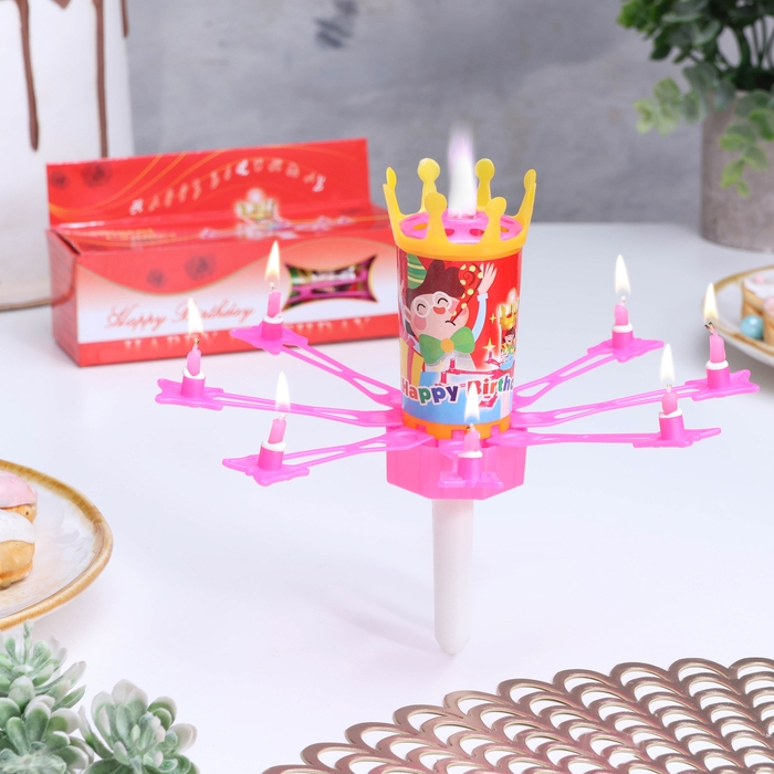 Свеча для торта музыкальная  Свеча для торта музыкальная "Цветок", розовая, 15×5 см