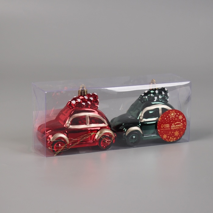 Украшение ёлочное Украшение ёлочное "Машинка колор" (набор 2 шт) 9х5х7 см, зелёный красный