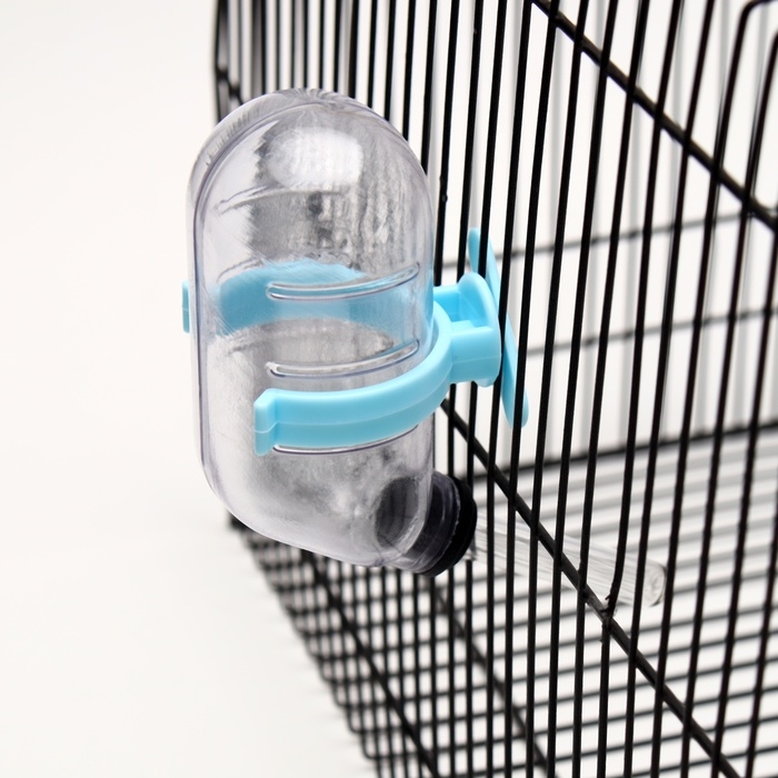 Поилка для грызунов, 60 мл, прозрачная с голубым креплением Поилка для грызунов, 60 мл, прозрачная с голубым креплением
