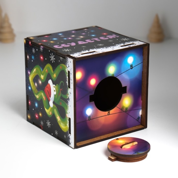 Копилка куб  Копилка куб "Змея. Всё сбудется" 10х10х10 см