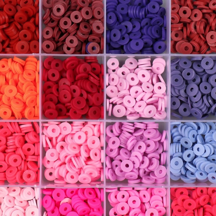 Декор для творчества пластик Декор для творчества пластик "Палитра красного, розового" d=0,6 см н-р 24 цвета 18,5х13х2 см