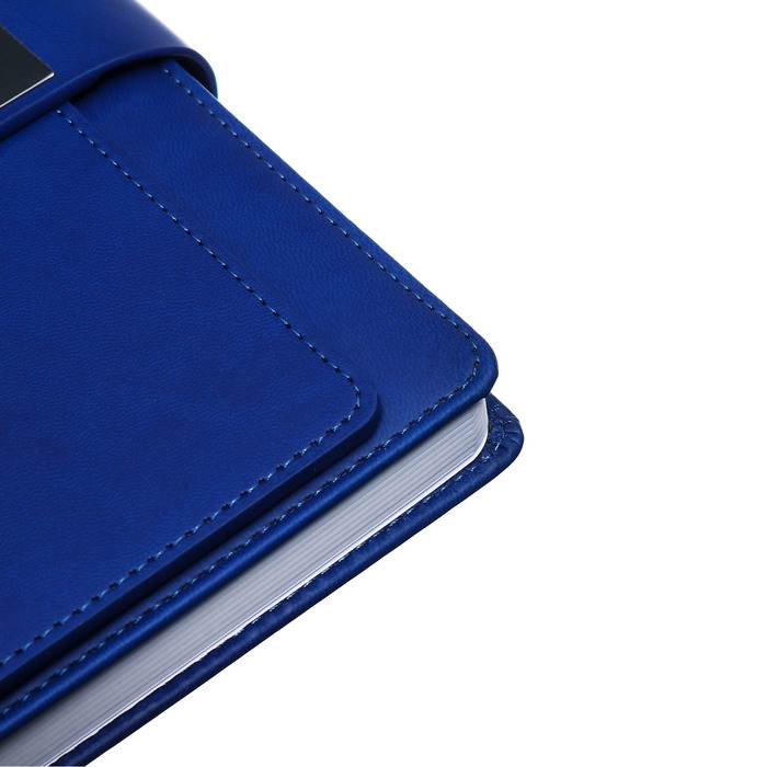 Ежедневник недатированный, А5, 140л, клетка, обл.кожзам, с хлястиком, Стайл, синий Ежедневник недатированный, А5, 140л, клетка, обл.кожзам, с хлястиком, Стайл, синий