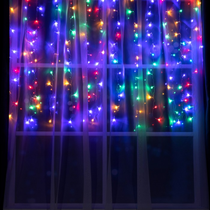 Гирлянда «Занавес» 1.5 × 1 м, IP20, прозрачная нить, 180 LED, свечение мульти, 8 режимов, 220 В Гирлянда «Занавес» 1.5 × 1 м, IP20, прозрачная нить, 180 LED, свечение мульти, 8 режимов, 220 В