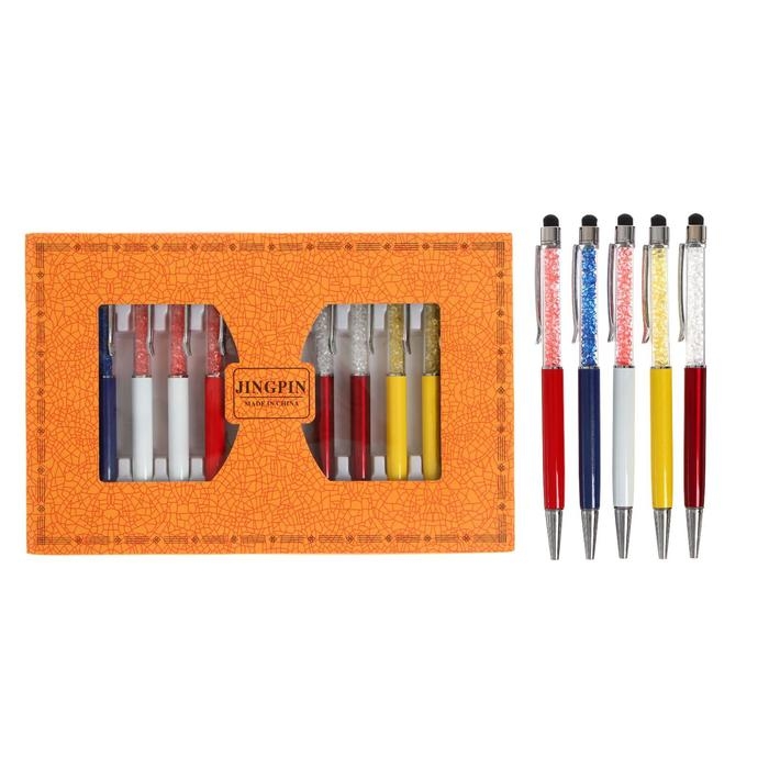 Ручка подарочная, шариковая, поворотный корпус, со стразами и стилусом, МИКС Ручка подарочная, шариковая, поворотный корпус, со стразами и стилусом, МИКС