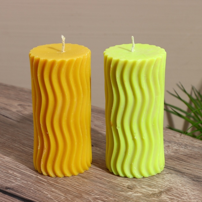 Свеча  Свеча "Волны" 6х6х12 см, соевый воск МИКС