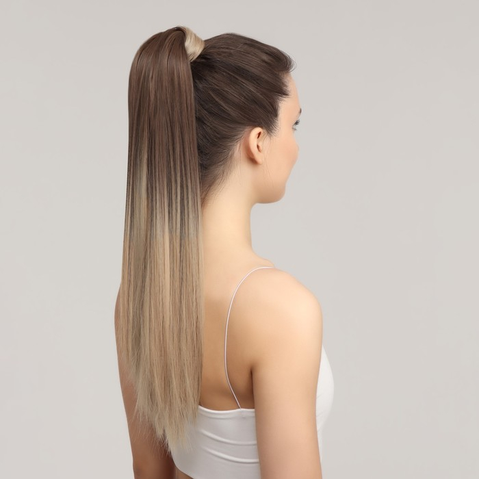 Хвост накладной, прямой волос, на резинке, 60 см, 100 гр, цвет омбре русый/блонд Хвост накладной, прямой волос, на резинке, 60 см, 100 гр, цвет омбре русый/блонд