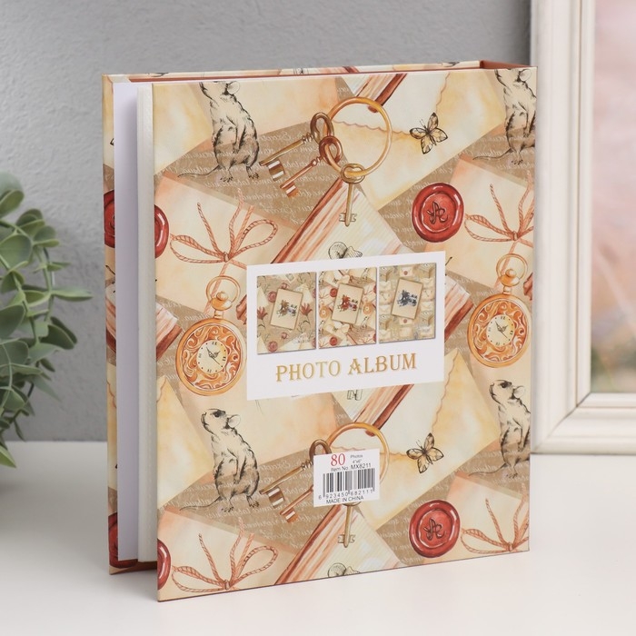 Фотоальбом на 100 фото 10х15 см Фотоальбом на 100 фото 10х15 см "Фотоаппарат с цветами. Ретро" в коробке МИКС 5х19х23 см