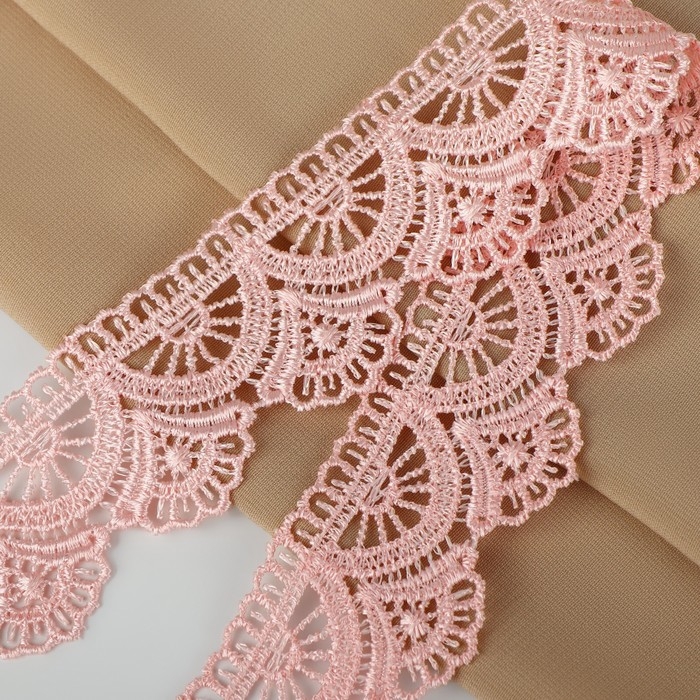 Кружево гипюровое, 35 мм × 11 ± 1 м, цвет нежно-розовый Кружево гипюровое, 35 мм × 11 ± 1 м, цвет нежно-розовый