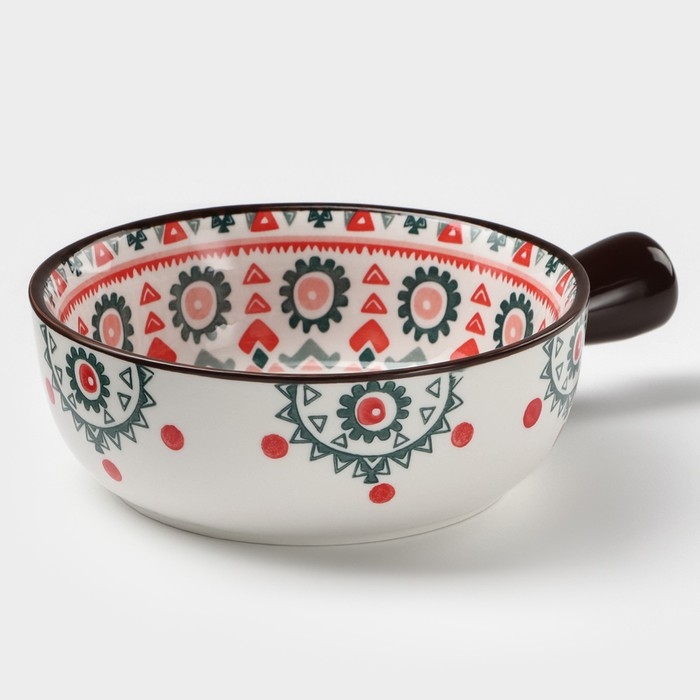 Кокотница керамическая «Узоры», 550 мл, цвет белый Кокотница керамическая «Узоры», 550 мл, цвет белый