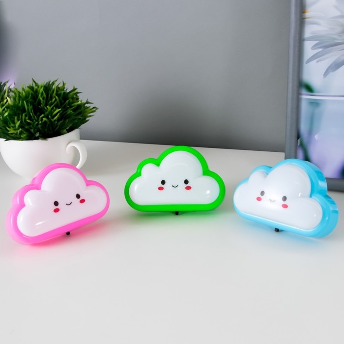Ночник пластик LED Ночник пластик LED "Облачко" МИКС 8х8х2,5 см RISALUX