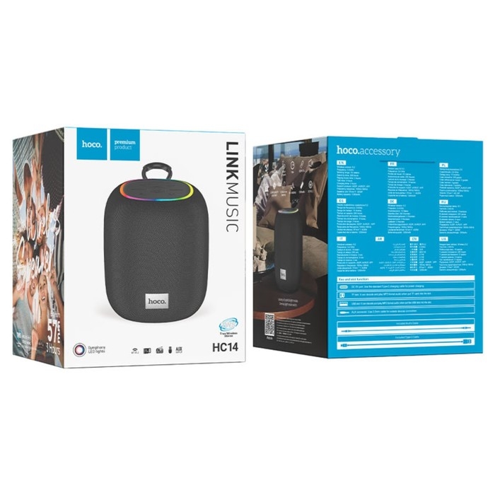 Портативная колонка Hoco HC14, 5 Вт, BT 5.2, FM, AUX, 1200 мАч, чёрная Портативная колонка Hoco HC14, 5 Вт, BT 5.2, FM, AUX, 1200 мАч, чёрная