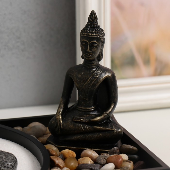 Сад Дзен  Сад Дзен "Бронзовый Будда" песок+аромапалочки+камни 22х15х12,5 см
