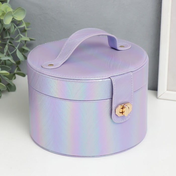 Шкатулка кожзам для украшений круглая  Шкатулка кожзам для украшений круглая "Переливы сирень" 12х17,5х17 см