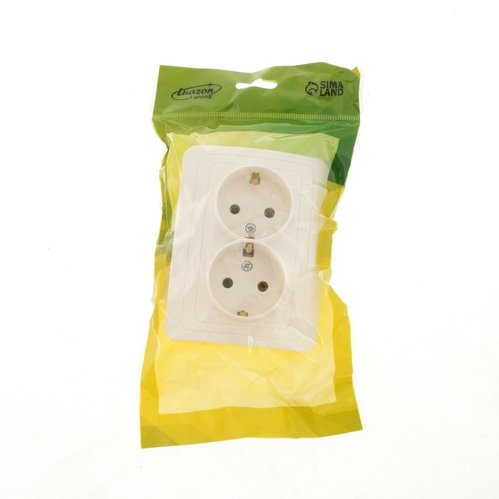 Розетка двухместная Luazon Lighting  Розетка двухместная Luazon Lighting "Орион", 16 А, скрытая, с з/к, белая