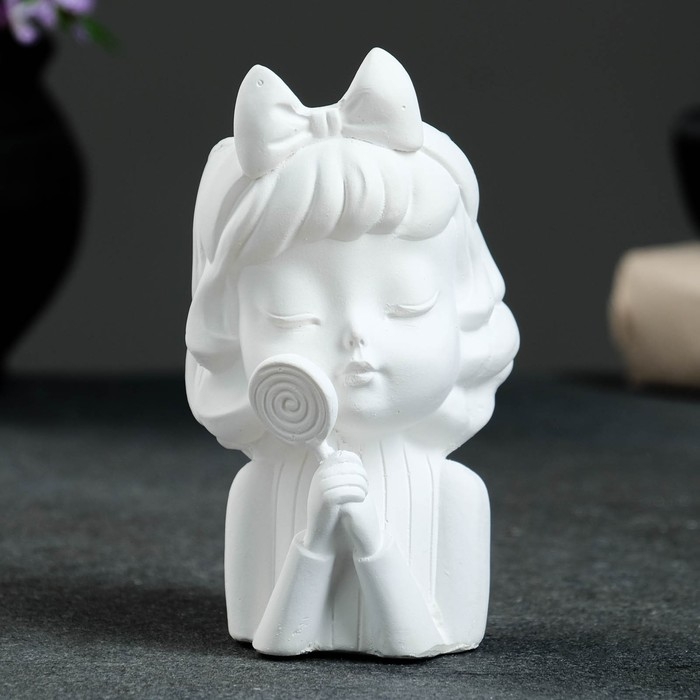 Кашпо - органайзер  Кашпо - органайзер "Девочка с леденцом" белая, 8х13х7см