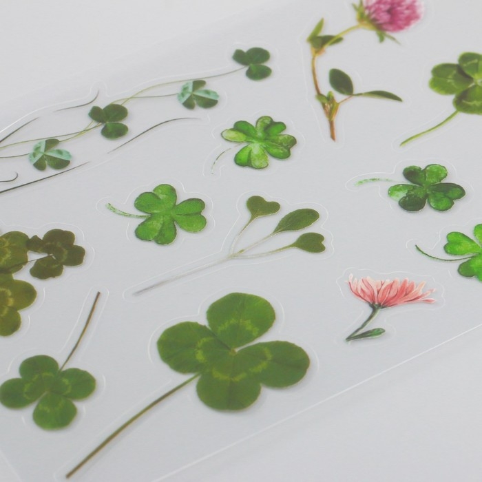 Наклейки пластик Наклейки пластик "Клевер" набор 6 листов 10х18 см
