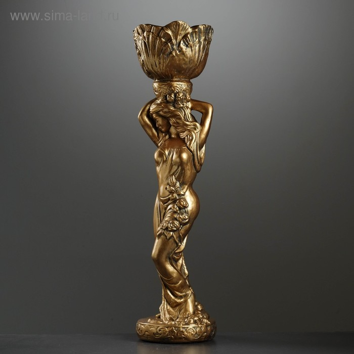 Фигура Фигура "Девушка стоя кашпо на голове средняя" бронза 21х80х21см