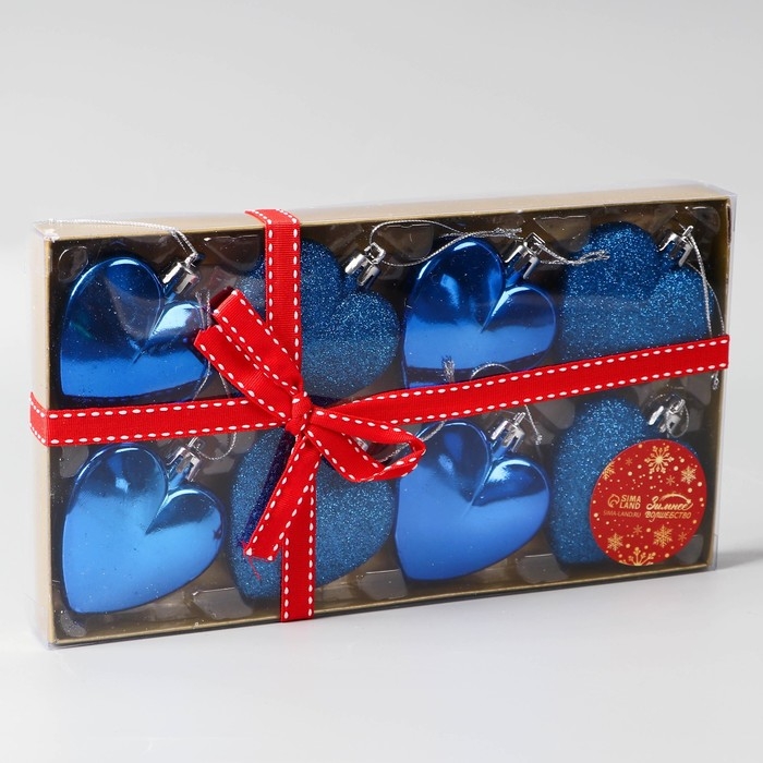Набор украшений пластик 8 шт Набор украшений пластик 8 шт "Романтика" 6 см, синий