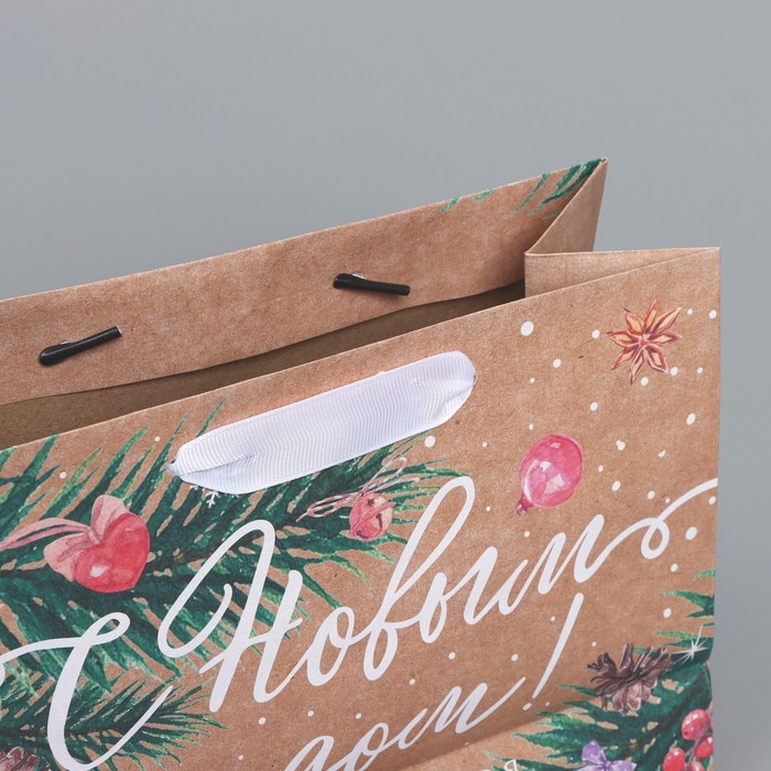 Пакет подарочный новогодний крафтовый горизонтальный «Всё будет», MS 23 х 18 х 10 см, Новый год Пакет подарочный новогодний крафтовый горизонтальный «Всё будет», MS 23 х 18 х 10 см, Новый год