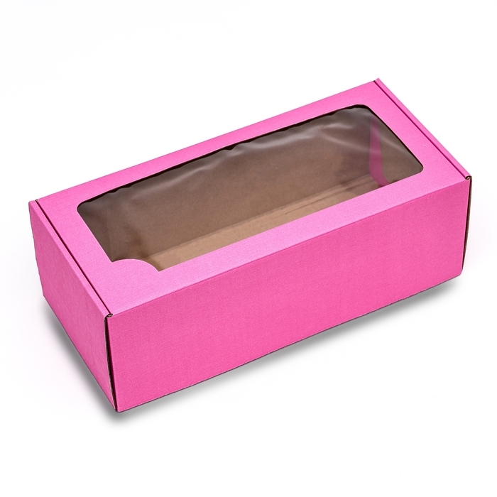 Коробка самосборная, с окном, розовая, 16 х 35 х 12 см. Коробка самосборная, с окном, розовая, 16 х 35 х 12 см.
