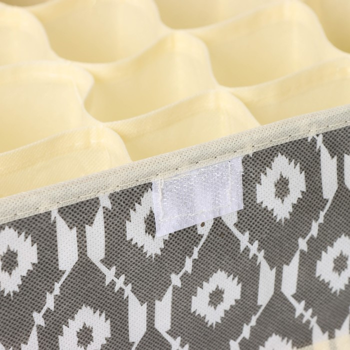 Органайзер для хранения белья с крышкой Доляна «Ромбы», 24 ячеек, 38×30×12 см, цвет серый Органайзер для хранения белья с крышкой Доляна «Ромбы», 24 ячеек, 38×30×12 см, цвет серый