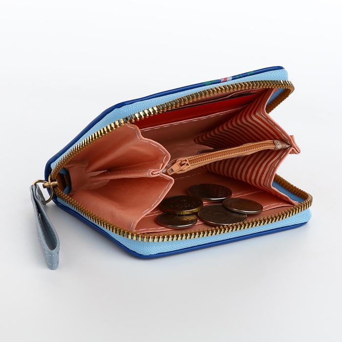 Кошелёк женский на молнии, лакированный, цвет синий Кошелёк женский на молнии, лакированный, цвет синий