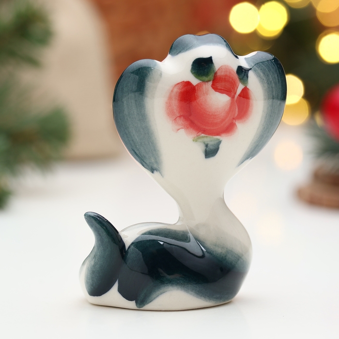 Новый год.Сувенир Новый год.Сувенир "Змея Маня", гжель, цвет, 8,5 см