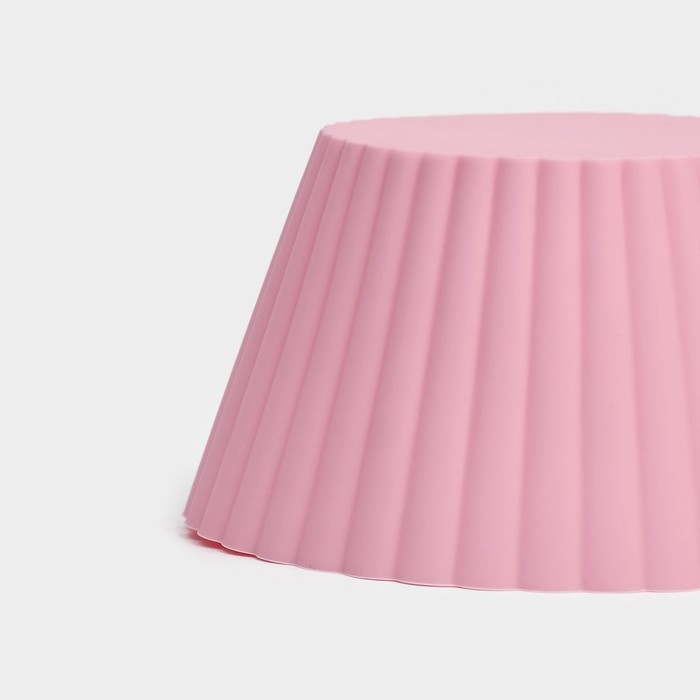 Форма для выпечки Доляна &laquo;Круг. Риб&raquo;, силикон, 10,5&times;6 см, цвет розовый