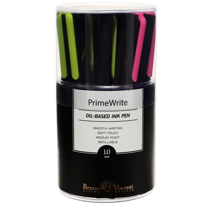 Ручка шариковая PrimeWrite. Basic. Nero, узел 1.0 мм, синие пигментные чернила на масляной основе, корпус Soft Touch, МИКС Ручка шариковая PrimeWrite. Basic. Nero, узел 1.0 мм, синие пигментные чернила на масляной основе, корпус Soft Touch, МИКС