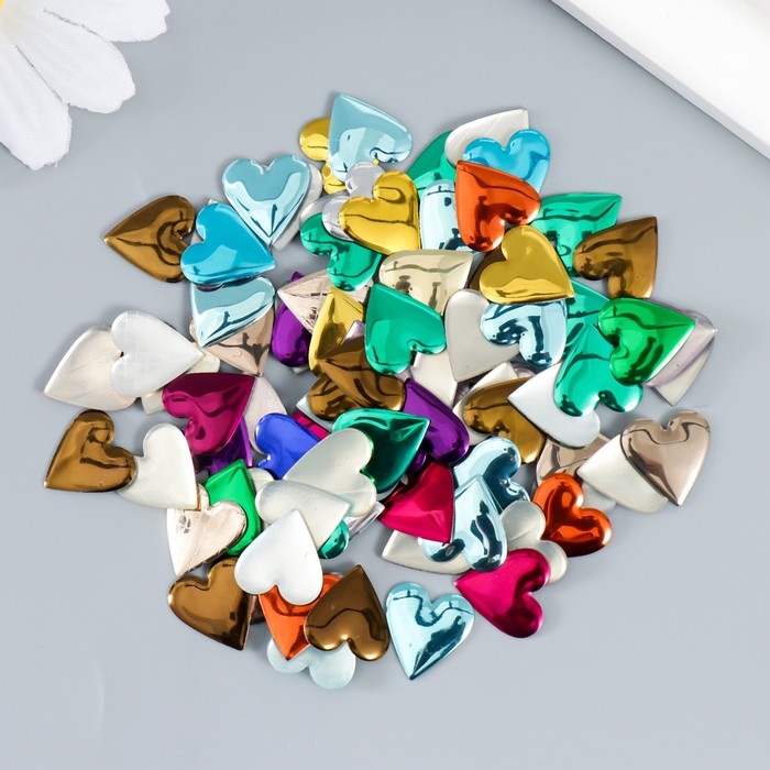 Декор для творчества металл Декор для творчества металл "Сердца" разноцветные набор 100 шт 1,2х1,2 см