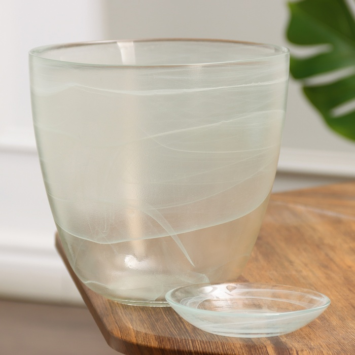 Горшок цветочный с поддоном №5 алебастр белый 3 л Горшок цветочный с поддоном №5 алебастр белый 3 л