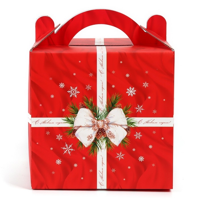 Коробка кондитерская с окном, сундук, «С Новым годом!», 20 х 20 х 20 см, Коробка кондитерская с окном, сундук, «С Новым годом!», 20 х 20 х 20 см,