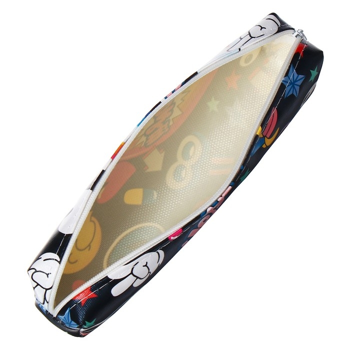 Пенал школьный на молнии Пенал школьный на молнии "Стикеры" Calligrata, черный