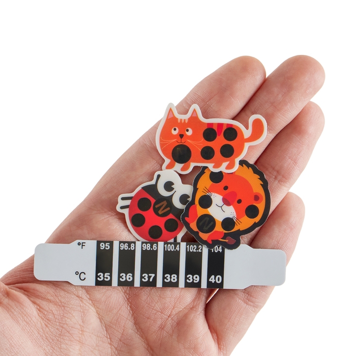 Детский термометр - наклейка налобный  Детский термометр - наклейка налобный "Милые зверушки", до 40°, набор 4 шт